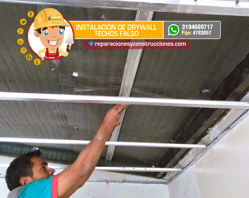 Instalación de techo en drywall