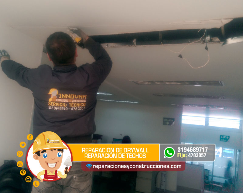reparación de techo en drywall